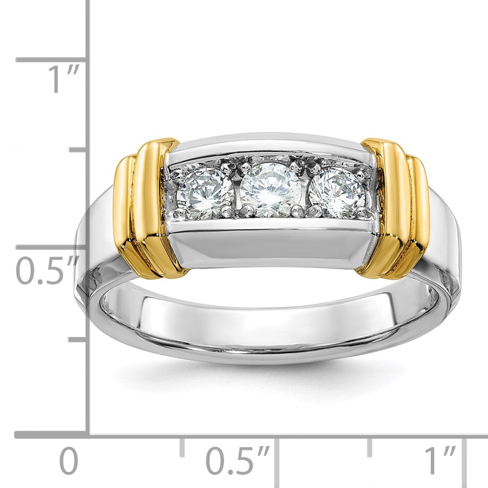 14k Two-tone Men's Polished 3-Stone 1/2 Carat AA Quality Diamond Ring