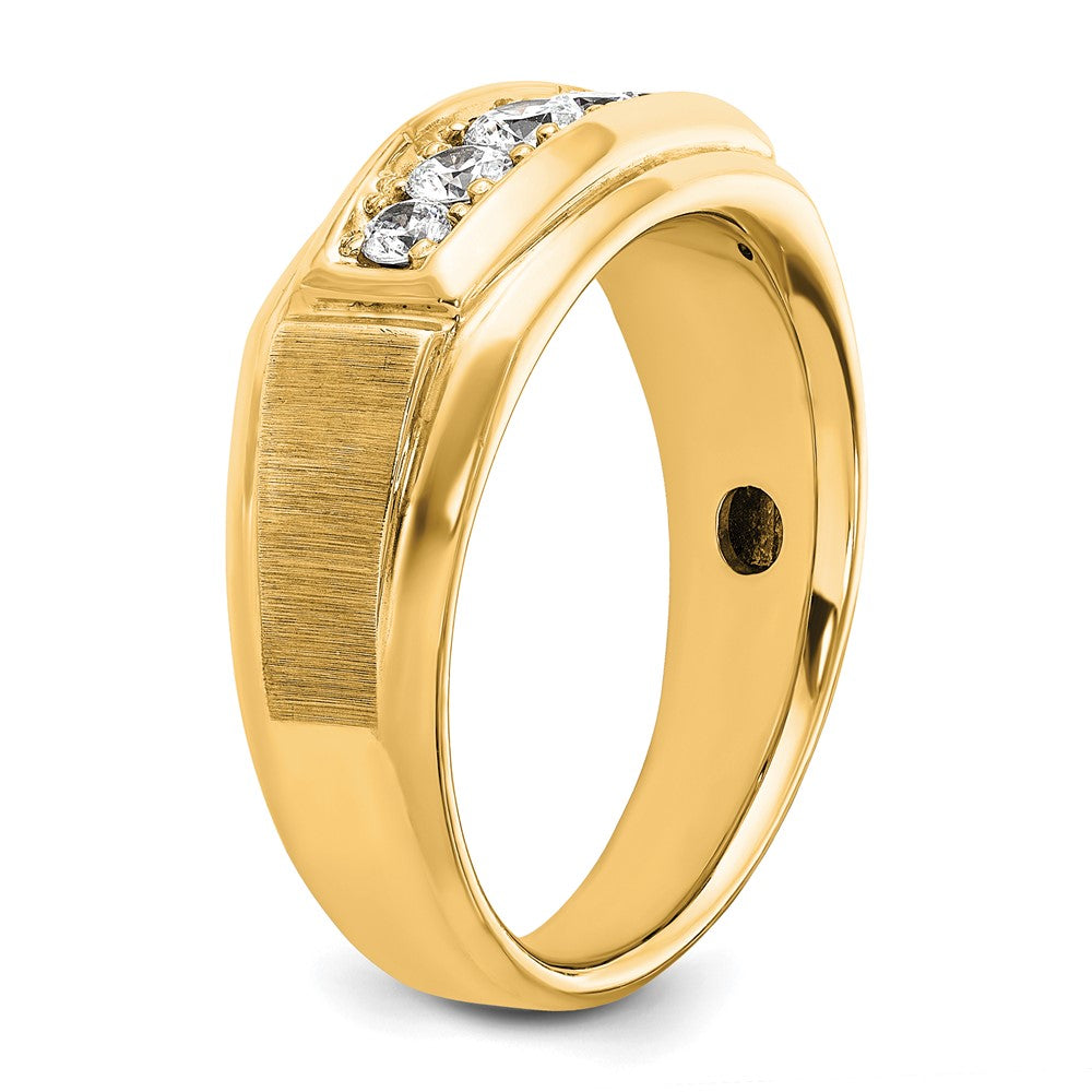 14k with White Rhodium 1/2 carat Lab Grown Diamond VS/SI+ G+ Complete Polished and Satin Five Stone Men's Ring