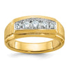 14k with White Rhodium Men's Polished and Satin 5-Stone 1/2 Carat AA Quality Diamond Ring