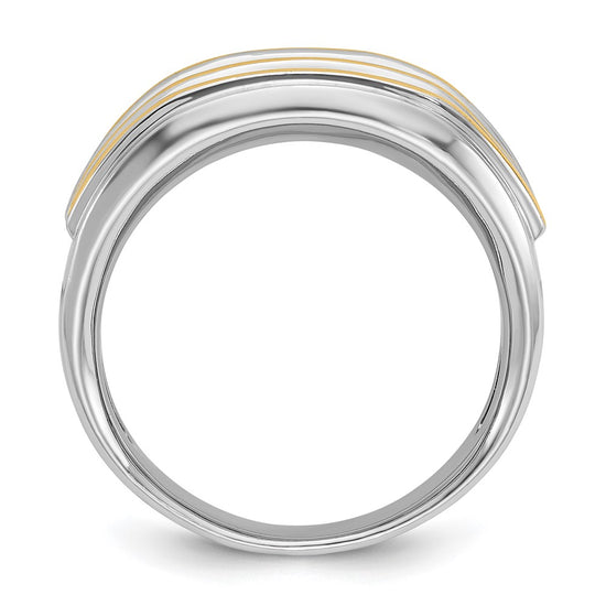 14k Two-tone IBGoodman Men's Polished 2-Row Ring Mounting