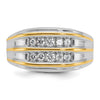 14k Two-tone Men's Polished 2-Row 1/2 Carat AA Quality Diamond Ring
