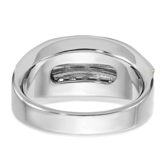 14k Two-tone Men's Polished 2-Row 1/2 Carat AA Quality Diamond Ring