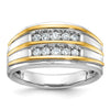 14k Two-tone Men's Polished 2-Row 1/2 Carat AA Quality Diamond Ring