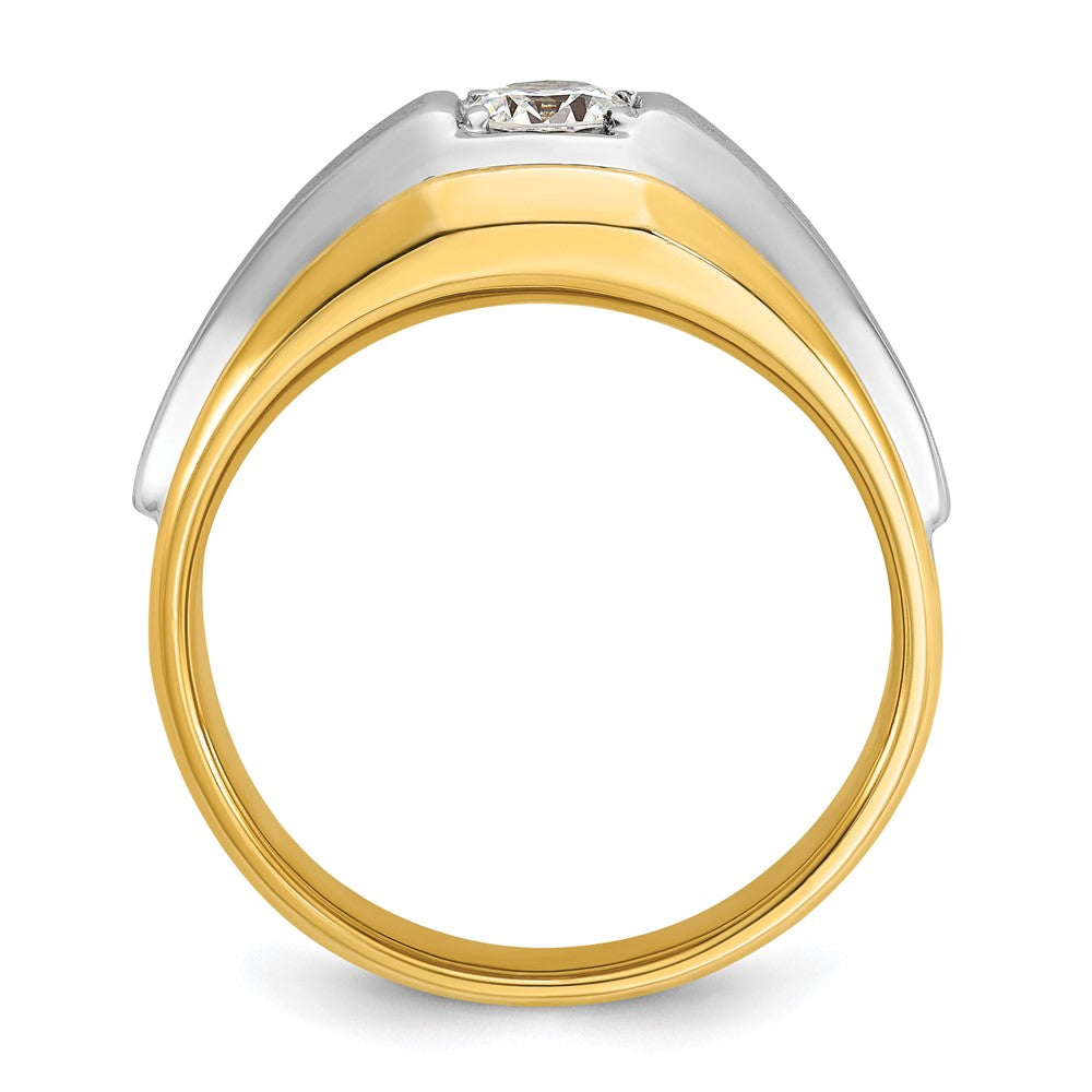 14k Two-tone Men's Polished and Satin 3/8 carat Diamond Complete Ring