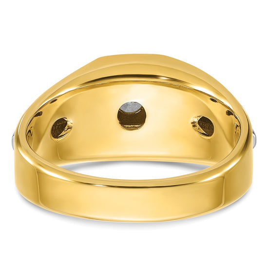 14k Two-tone Men's Polished and Satin 3/8 carat Diamond Complete Ring