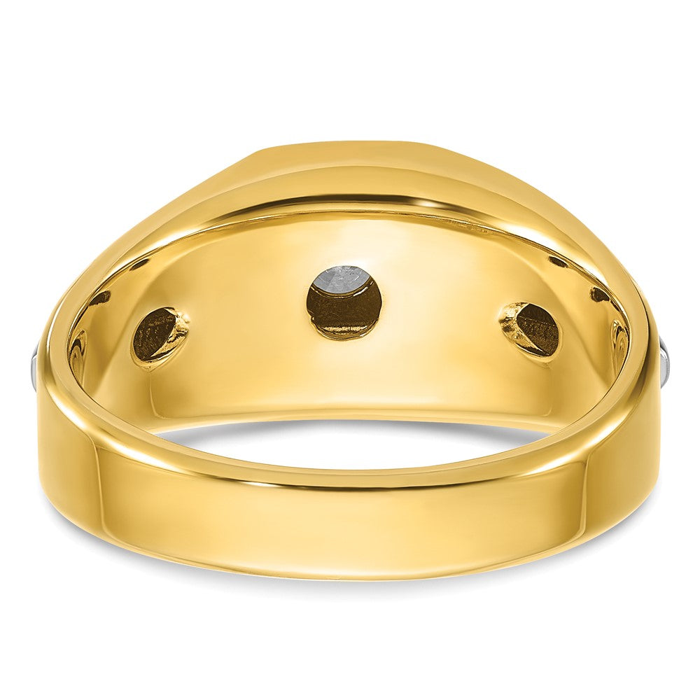14k Two-tone Men's Polished and Satin 3/8 carat Diamond Complete Ring
