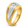 14k Two-tone Men's Polished and Satin 3/8 carat Diamond Complete Ring