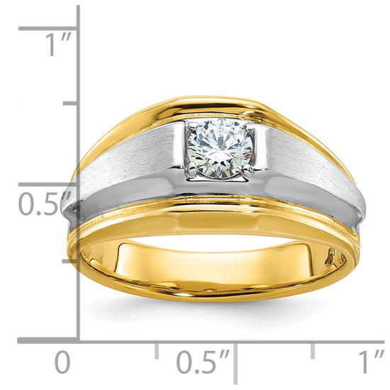 14k Two-tone Men's Polished and Satin 3/8 carat Diamond Complete Ring