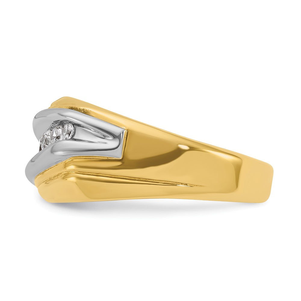 14k Two-tone Men's Polished and Grooved Graduated 7-Stone 1/2 Carat AA Quality Diamond Ring