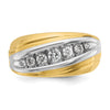 14k Two-tone Men's Polished and Grooved Graduated 7-Stone 1/2 Carat AA Quality Diamond Ring