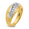 14k Two-tone Men's Polished and Grooved Graduated 7-Stone 1/2 Carat AA Quality Diamond Ring