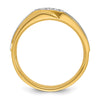 14k Two-tone Men's Polished Satin and Grooved 4-Stone 1/8 Carat AA Quality Diamond Ring