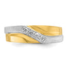 14k Two-tone Men's Polished Satin and Grooved 4-Stone 1/8 Carat AA Quality Diamond Ring