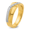 14k Two-tone Men's Polished Satin and Grooved 4-Stone 1/8 Carat AA Quality Diamond Ring