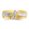 14k Two-tone Men's Polished and Satin 3-Stone 1/5 Carat AA Quality Diamond Ring