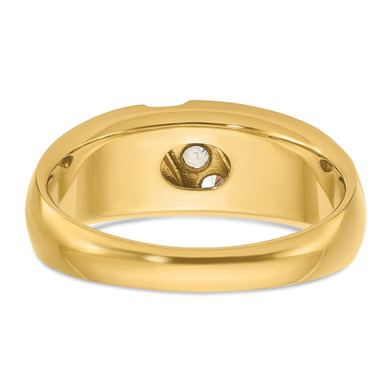 14k Two-tone Men's Polished and Satin 3-Stone 1/5 Carat AA Quality Diamond Ring