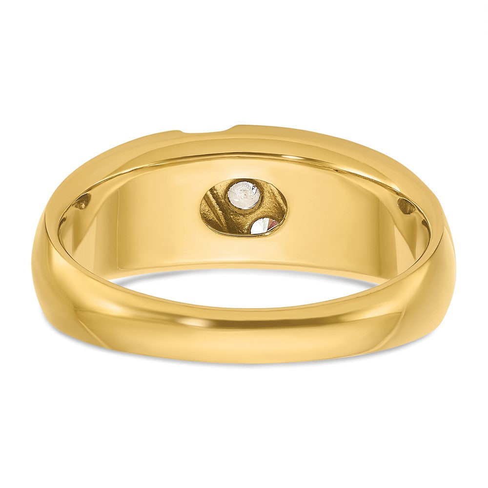 14k Two-tone Men's Polished and Satin 3-Stone 1/5 Carat AA Quality Diamond Ring