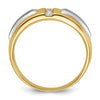 14k Two-tone 1/8 carat Lab Grown Diamond VS/SI+ G+ Complete Polished and Satin Men's Three Stone Ring