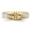 14k Two-tone 1/8 carat Lab Grown Diamond VS/SI+ G+ Complete Polished and Satin Men's Three Stone Ring
