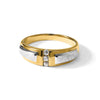 14k Two-tone 1/8 carat Lab Grown Diamond VS/SI+ G+ Complete Polished and Satin Men's Three Stone Ring