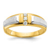14k Two-tone 1/8 carat Lab Grown Diamond VS/SI+ G+ Complete Polished and Satin Men's Three Stone Ring