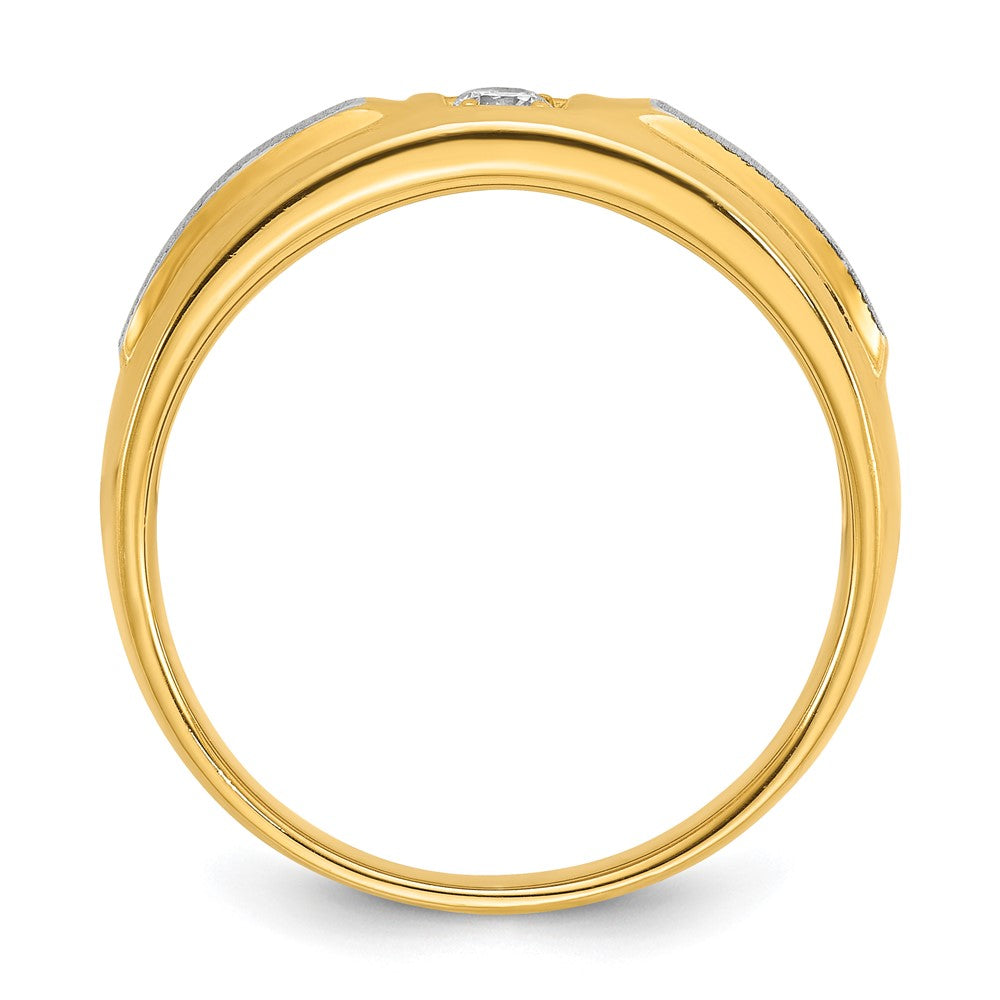 10k Two-tone Mens Polished and Satin Holds 3.0mm Round Stone Ring Mounting