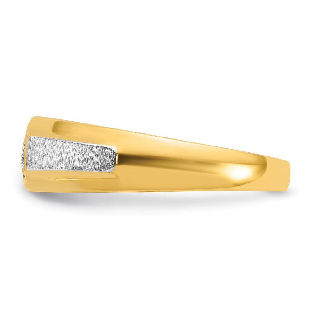 10k Two-tone Mens Polished and Satin Holds 3.0mm Round Stone Ring Mounting