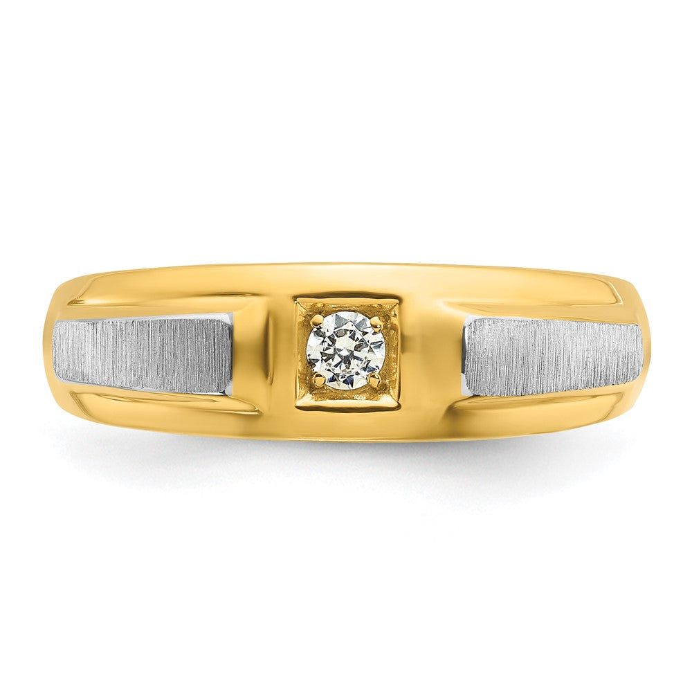 10k Two-tone Mens Polished and Satin Holds 3.0mm Round Stone Ring Mounting