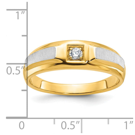 10k Two-tone Mens Polished and Satin Holds 3.0mm Round Stone Ring Mounting