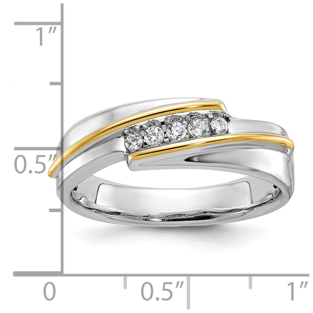 IBGoodman 14k Two-tone Men's Polished 5-Stone 1/6 Carat AA Quality Diamond Ring
