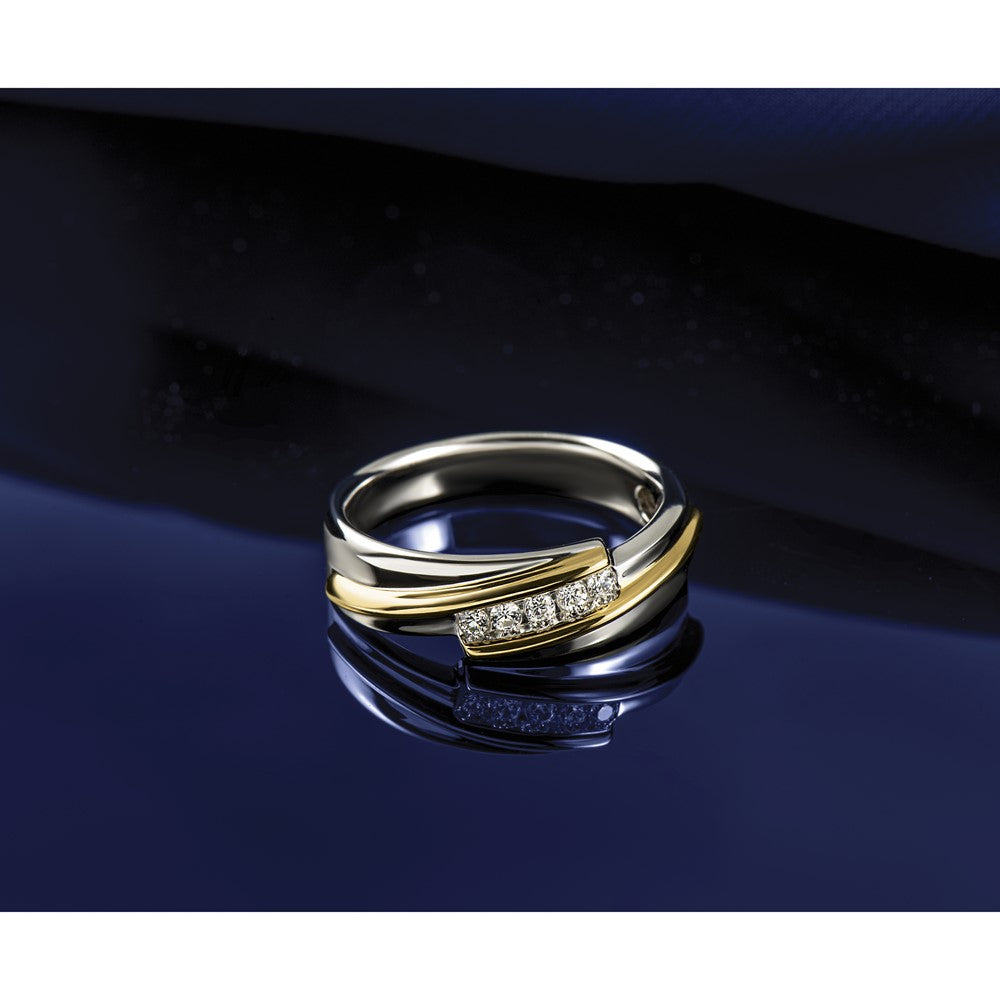 IBGoodman 14k Two-tone Men's Polished 5-Stone 1/6 Carat AA Quality Diamond Ring