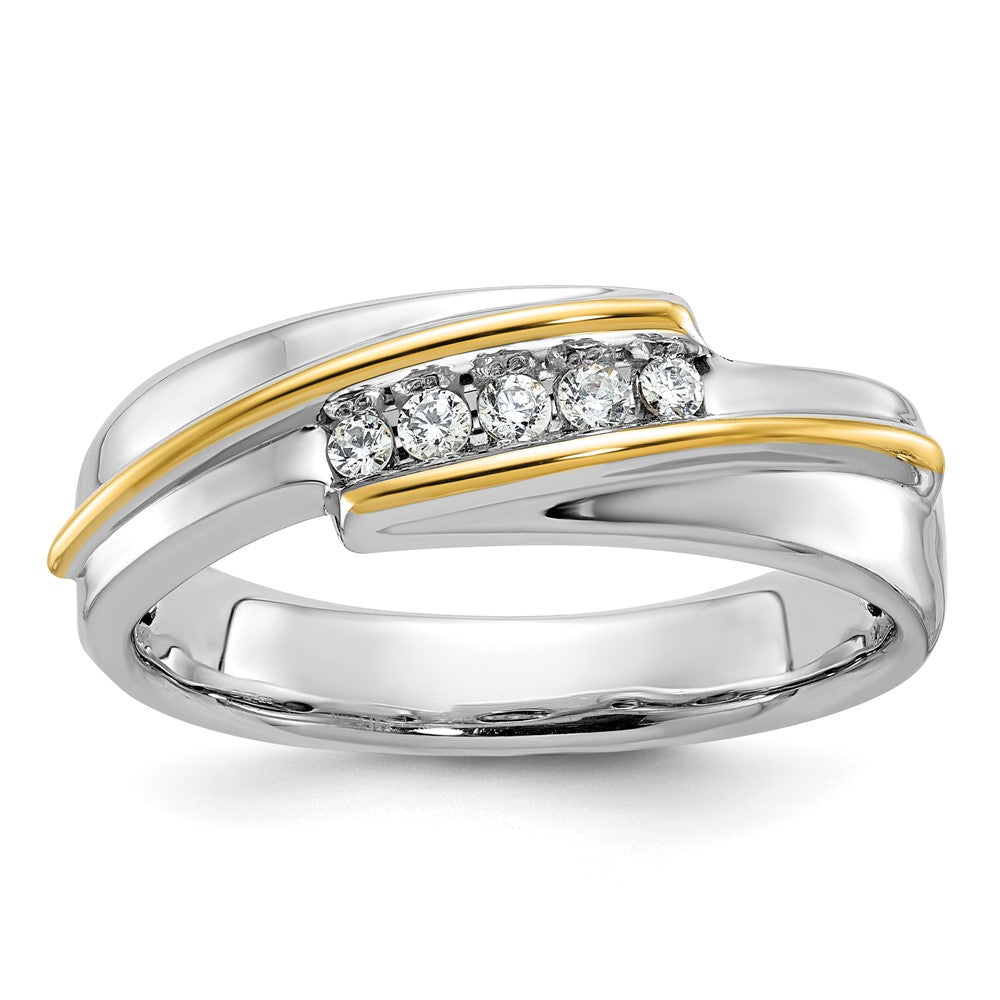 14k Two-tone 1/6 carat Lab Grown Diamond VS/SI+ G+ Complete Polished Men's Five Stone Ring