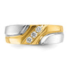 Two-tone 1/6 carat Lab Grown Diamond VS/SI+ G+ Complete Polished Satin and Grooved Men's Ring