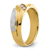 Two-tone 1/6 carat Lab Grown Diamond VS/SI+ G+ Complete Polished Satin and Grooved Men's Ring