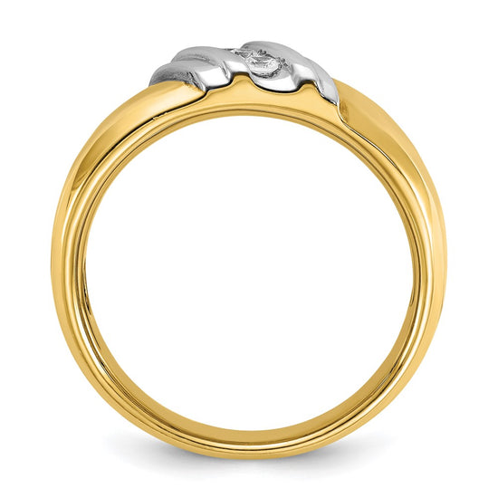 14k Two-tone 1/6 carat Lab Grown Diamond VS/SI+ G+ Complete Polished Men's Ring
