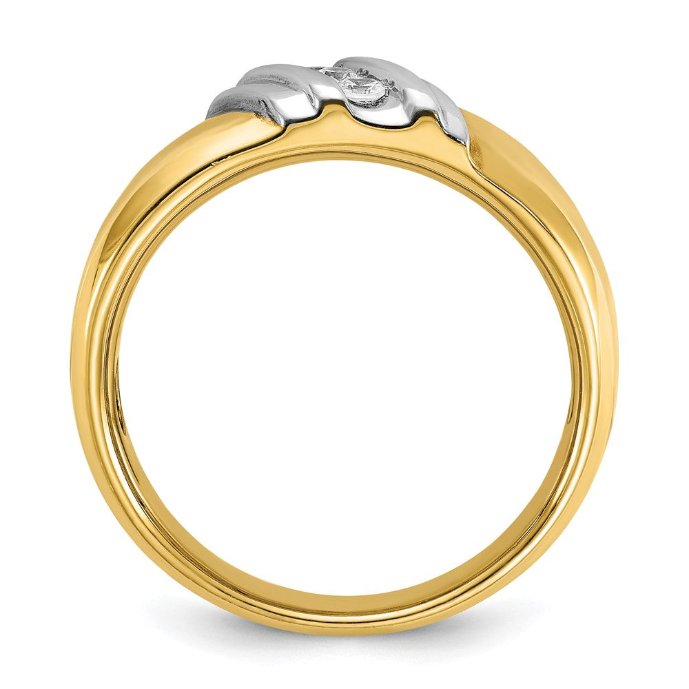14k Two-tone 1/6 carat Lab Grown Diamond VS/SI+ G+ Complete Polished Men's Ring