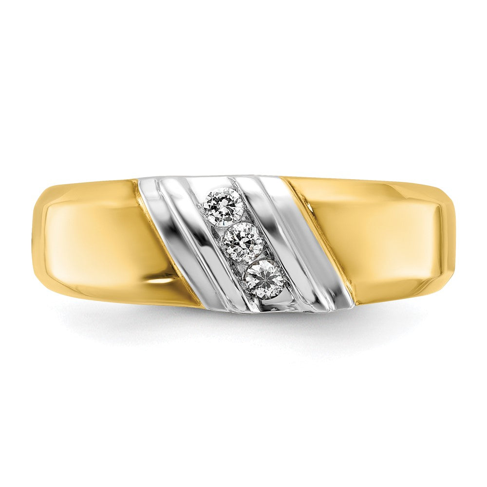 14k Two-tone 1/6 carat Lab Grown Diamond VS/SI+ G+ Complete Polished Men's Ring