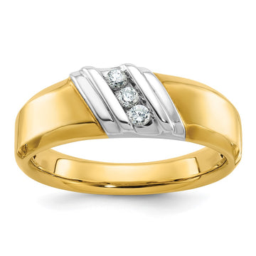 14k Two-tone 1/6 carat Lab Grown Diamond VS/SI+ G+ Complete Polished Men's Ring