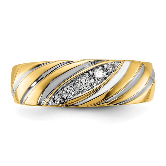 IBGoodman 14k with White Rhodium 1/6 carat Lab Grown Diamond VS/SI+ G+ Complete Polished and Grooved Men's Ring