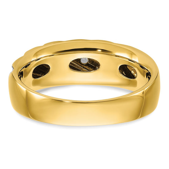 IBGoodman 14k with White Rhodium 1/6 carat Lab Grown Diamond VS/SI+ G+ Complete Polished and Grooved Men's Ring