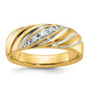 14k with White Rhodium 1/6 carat Lab Grown Diamond VS/SI+ G+ Complete Polished and Grooved Men's Ring