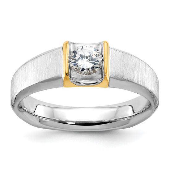 14k Two-tone Men's 1/2 carat Diamond Complete Ring