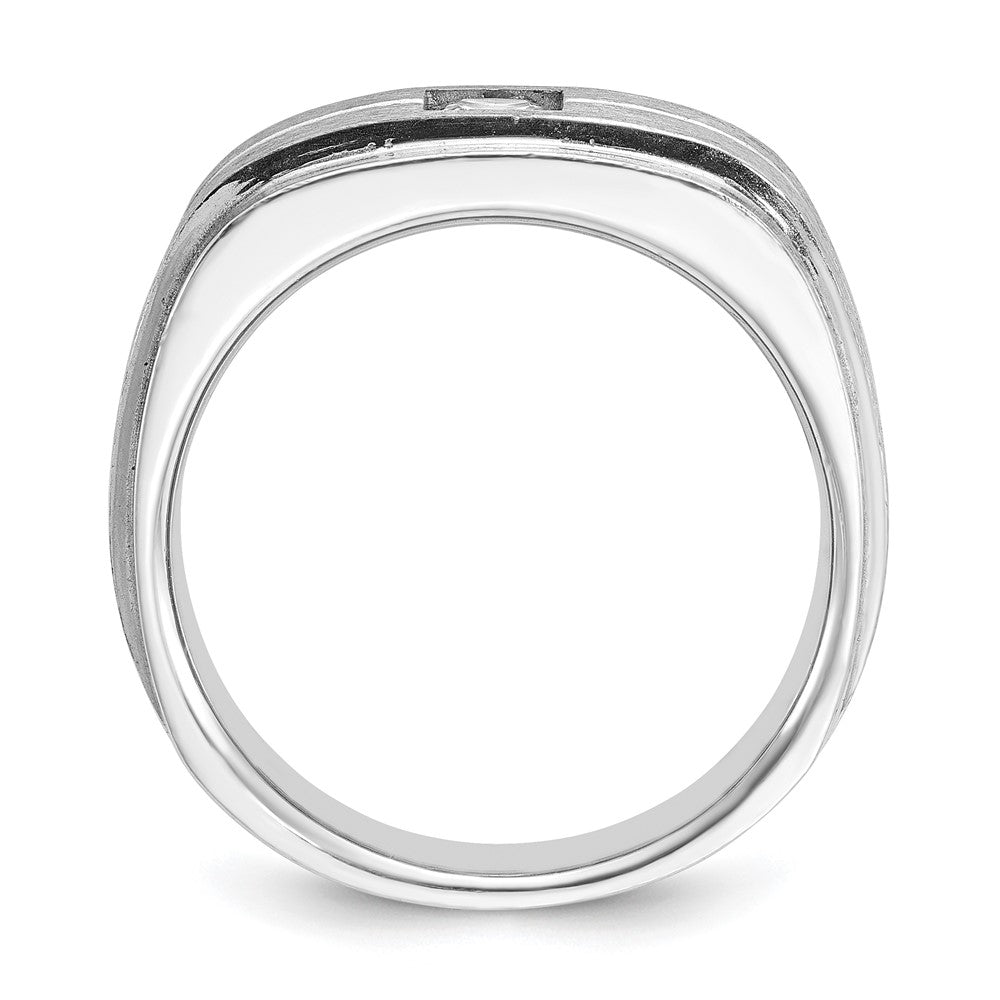 14k White Gold IBGoodman Men's Polished and Satin 3/8 carat Diamond Complete Ring