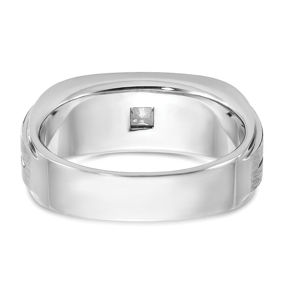 14k White Gold IBGoodman Men's Polished and Satin 3/8 carat Diamond Complete Ring