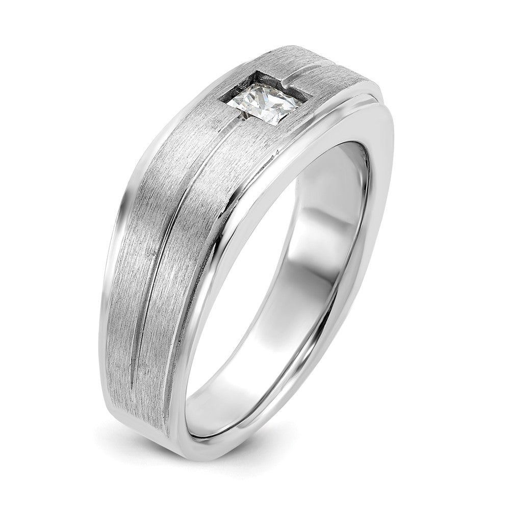 14k White Gold IBGoodman Men's Polished and Satin Diamond Ring Mounting