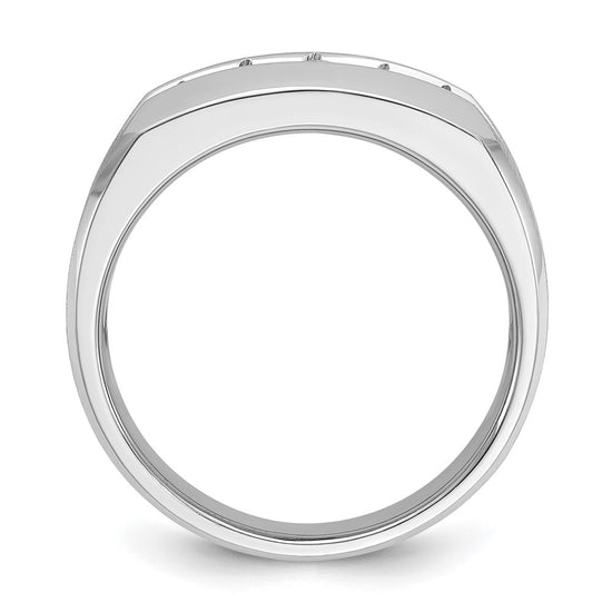 14k White Gold IBGoodman Men's Polished & Satin 5-Stone Ring Mounting
