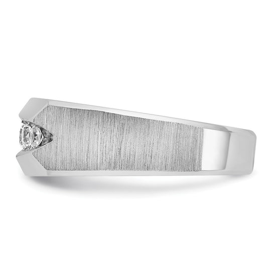 IBGoodman 14k White Gold Men's Polished and Satin 5-Stone 1/2 Carat AA Quality Diamond Ring