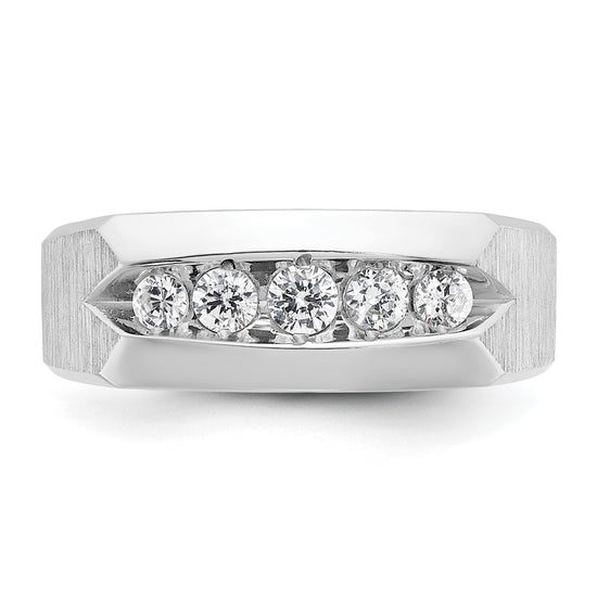 14k White Gold IBGoodman Men's Polished & Satin 5-Stone Ring Mounting