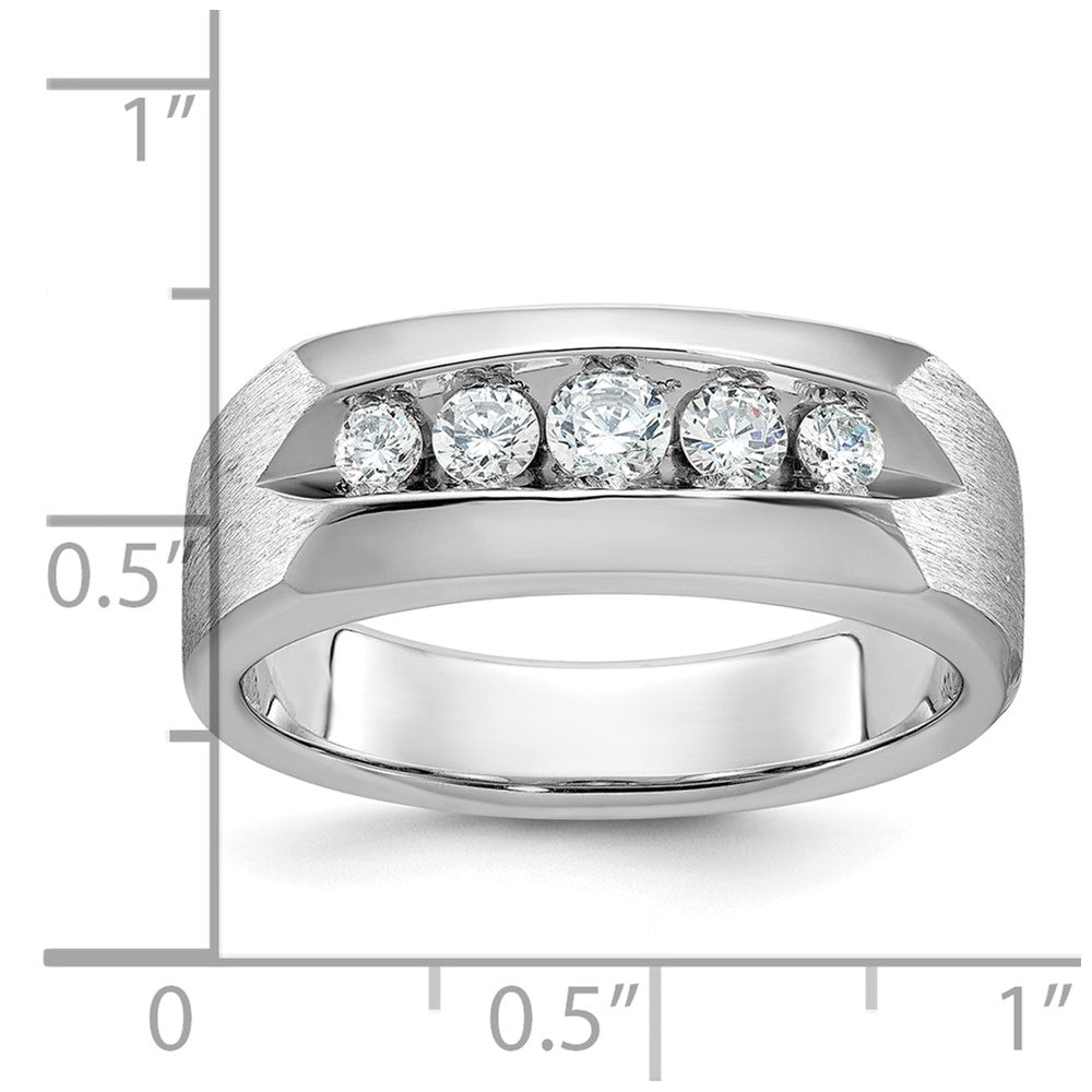 IBGoodman 14k White Gold Men's Polished and Satin 5-Stone 1/2 Carat AA Quality Diamond Ring