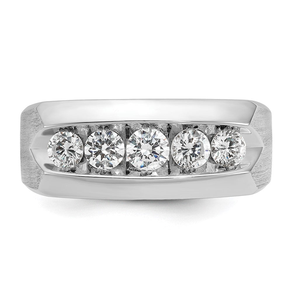 IBGoodman 14k White Gold Men's Polished and Satin 5-Stone 1 Carat AA Quality Diamond Ring
